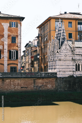 View of the Pisa city promenade in Italy