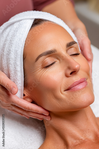 Wallpaper Mural Relaxed woman receiving facial massage at spa Torontodigital.ca