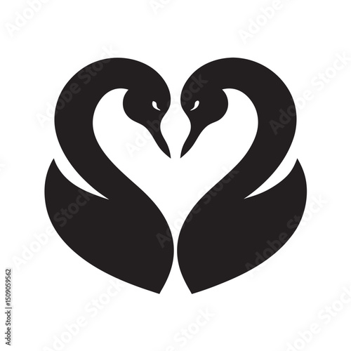 Swan Pair Heart Neck Shape