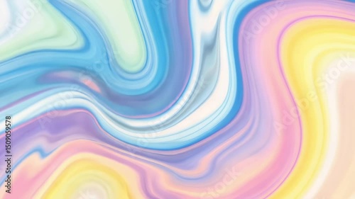 Colorful Swirling Abstract Wave Pattern in Pastel Shades for Background or Design Use