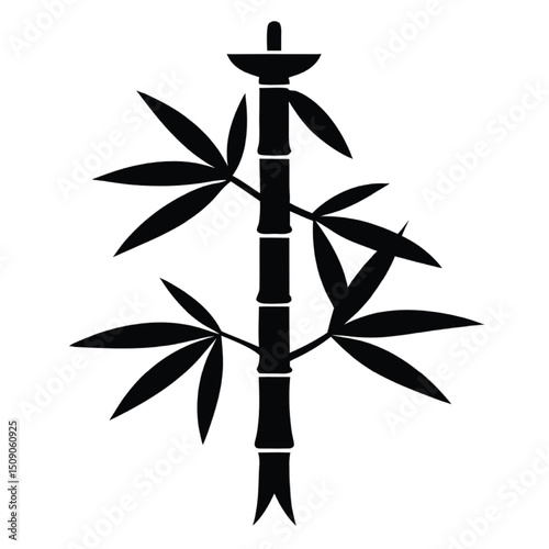 Bamboo Decoration Silhouette with white background