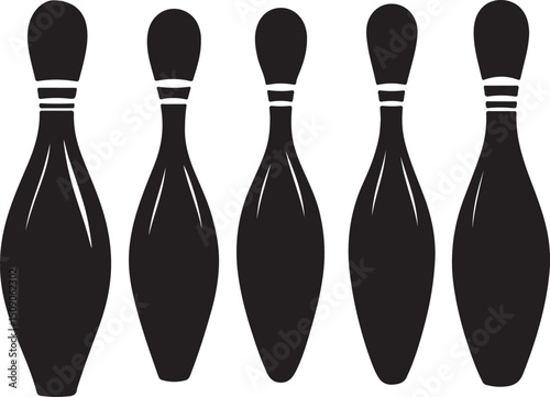 Bowling Pins Vector Illustration: Black and White Graphic Design of Bowling Pins Set