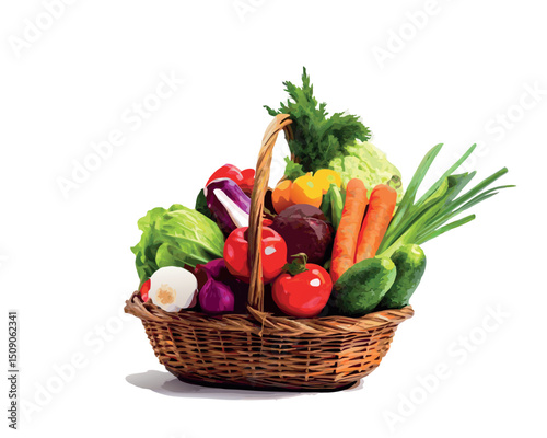 fresh vegetables in a basket vector