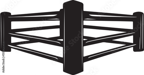 Black and White Rodeo Bucking Chute Illustration: Western Ranch, Livestock, and Equestrian Design