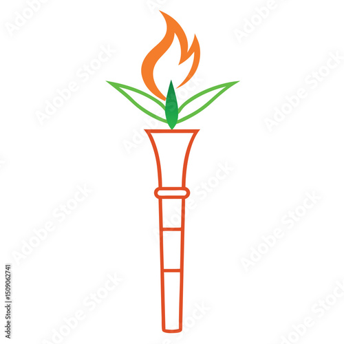 Symbolic torch of green flame and hope