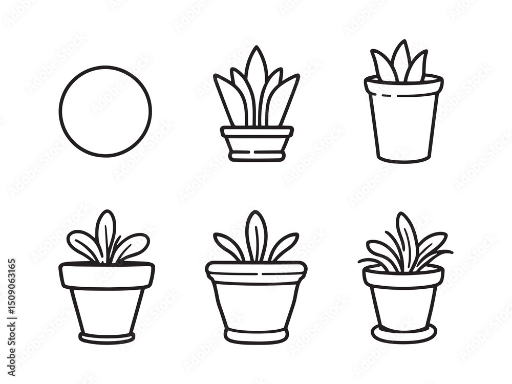 Decorative Flower Pot Line Drawing Pack Decorative Flower Pot Line Drawing Pack