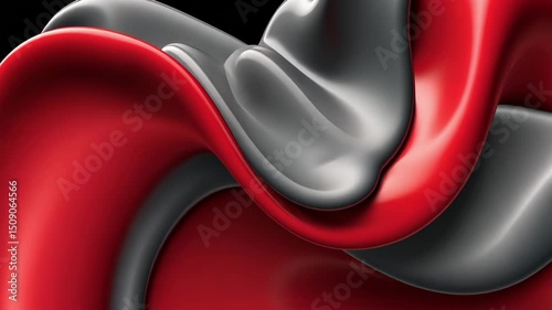 Abstract flow of red and black colors swirling in a smooth gradient design