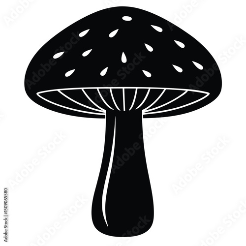 Silhouette Vector Illustration of a Mushroom  Perfect for Designs, Prints, and Digital Projects