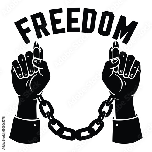 Vector Illustration Hands in Chains, Seeking Freedom - Eps File