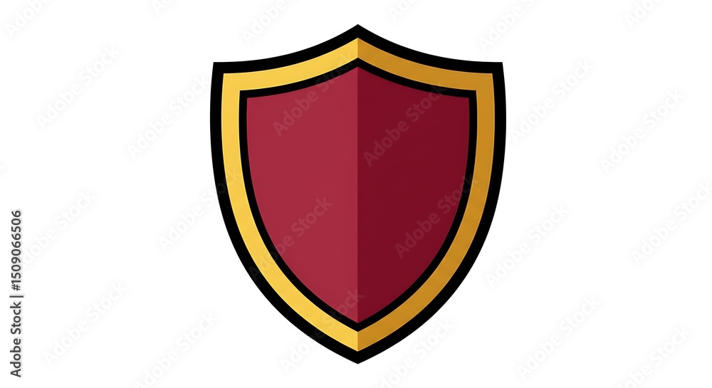 Shield Graphic Illustration in Gold and Red on White Shield Graphic Illustration in Gold and Red on White