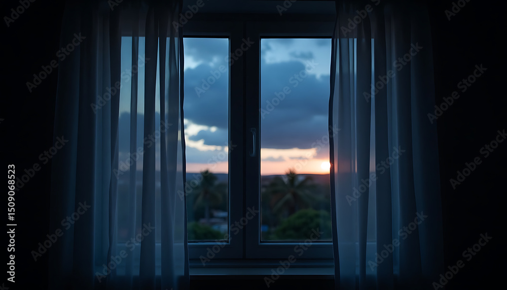 Fototapeta premium Window to Twilight: Silhouette of Nature