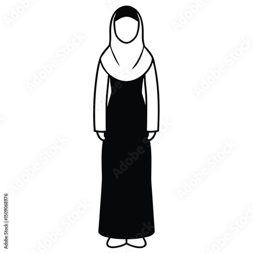Elegant Vector Illustration of a Woman in Traditional Islamic Clothing