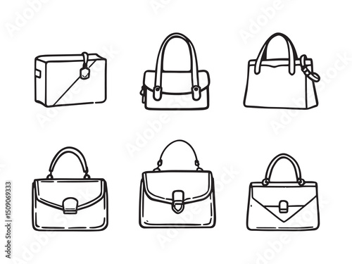 Fashion Handbag Outline Drawing Pack