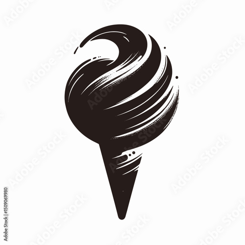 Chocolate swirl ice cream cone in vector style