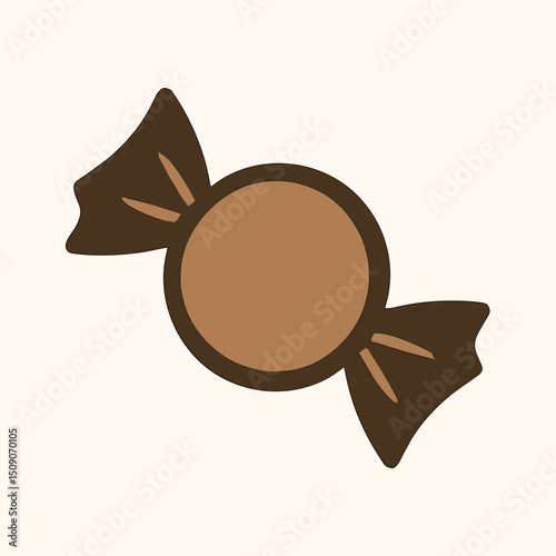Wrapped chocolate candy in flat brown vector style