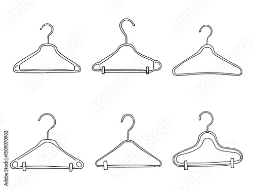 Simple Hanger Vector Drawings in Line Art Style