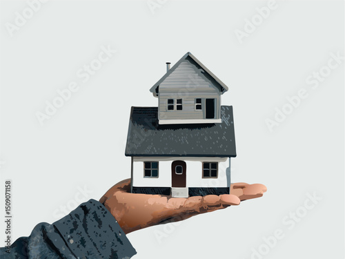 hand holding house vector