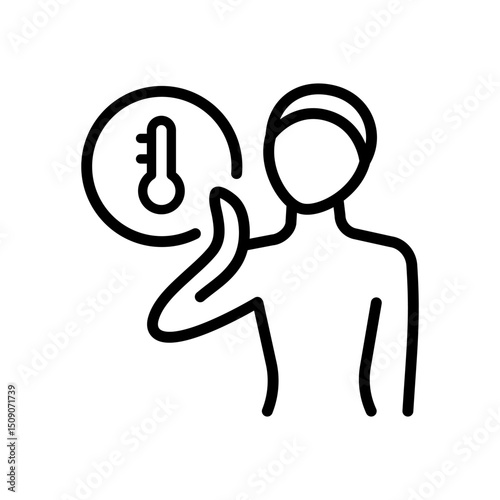 Hot flashes line icon. Disease or menopause symptom. Outline vector illustration icon. Isolated on white background.