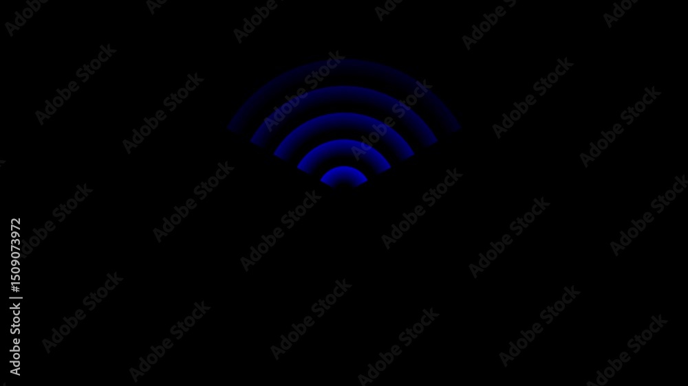 network tower produced radio wave concept on white background. radio waves royal blue color animation. ...Animation of white WiFi wave signal, alpha channel