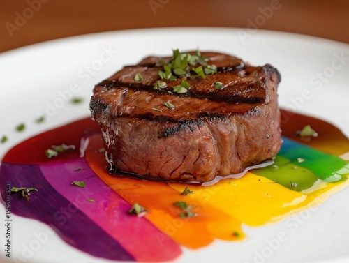 Wallpaper Mural Perfectly cooked steak is a vibrant fusion of gourmet food and joyful celebration Torontodigital.ca