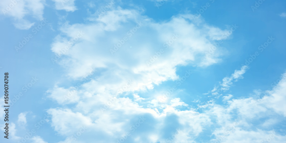 Fototapeta premium Blue soft sky clouds, light bright sunny, crystal effect background image, a storm canvas, Fresh air weather atmosphere, sunlight, landscape