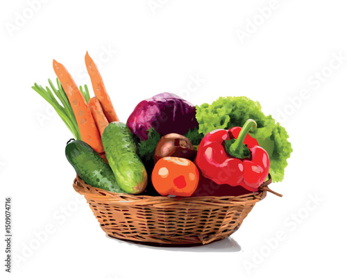 basket with vegetables vector