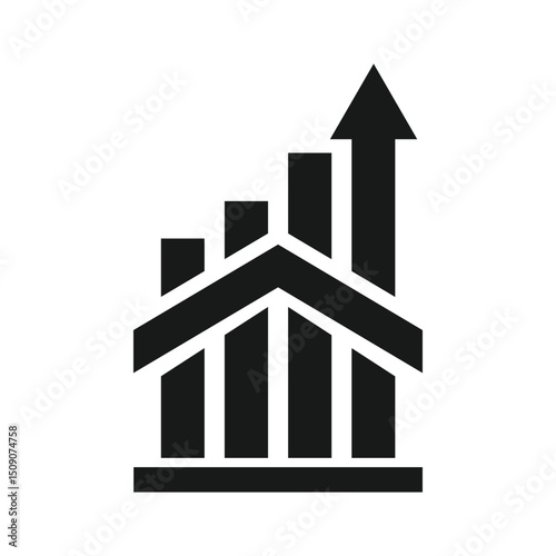 Grow up building bank icon flat design.