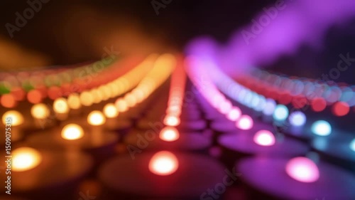 Colorful Blurred Lights Creating a Dreamy Atmosphere with Soft Focus and Vibrant Glow Effects