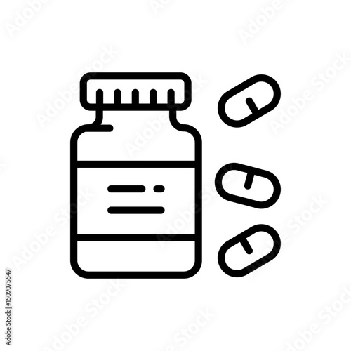 Pills line icon. High quality black outline logo for web site design and mobile apps. Contour symbol. Simple line customizable illustration.
