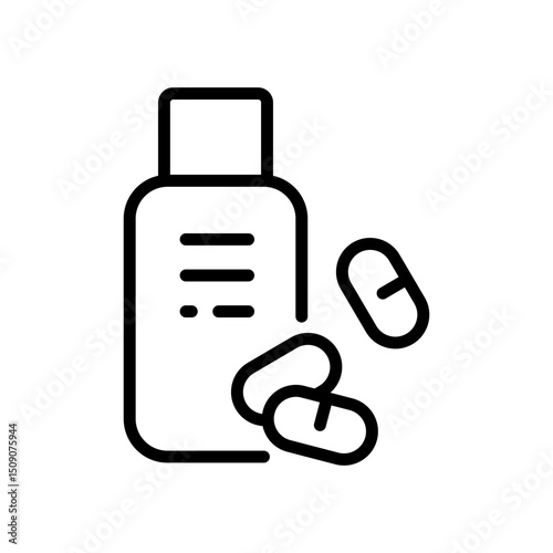 Pills line icon. High quality black outline logo for web site design and mobile apps. Contour symbol. Simple line customizable illustration.