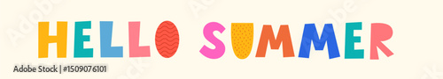 Summer vector cartoon modern illustration with text Hello summer . Hello summer colorful design
