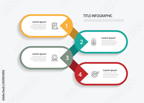 Design template infographic with 4 step element. Vector business banner presentation, information work