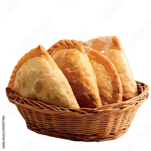 basket of Samosa vector on white background