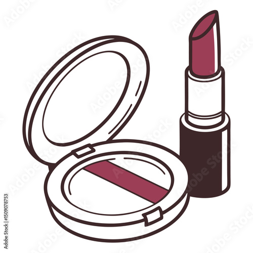 Flat vector icon of a compact makeup case circular eps