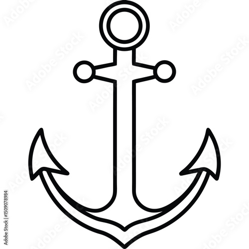 Classic Nautical Anchor Vector Illustration, EPS Download, Maritime Symbol, Seafaring Icon,  Outline Design for Nautical Themes