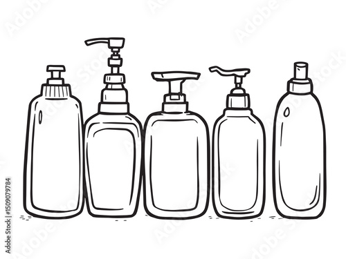 Lotion Dispenser Minimal Line Art Set