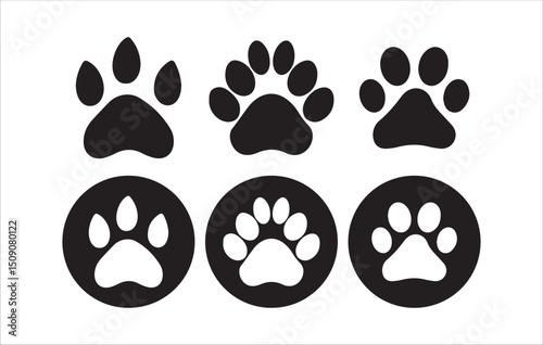 Paw print icon. Pet animal health care insurance symbol. Dog or cat footprint mark vector.  Cat or dog paw icon. Victor illustration eps 10