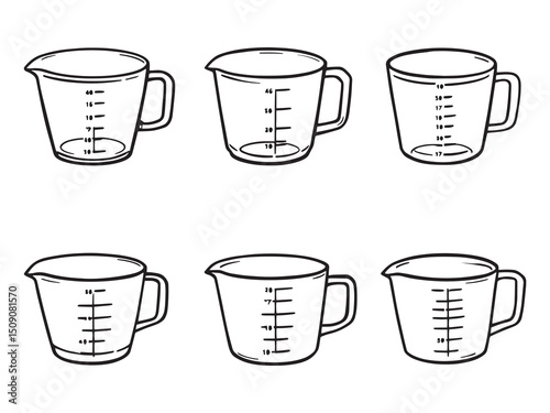 Kitchen Measuring Cups Line Art Graphic