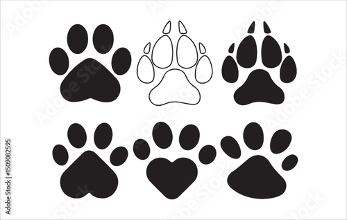 Paw print icon. Pet animal health care insurance symbol. Dog or cat footprint mark vector.  Cat or dog paw icon. Victor illustration eps 10