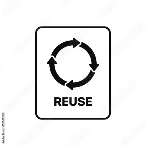 Black Reuse Symbol Icon Vector Sign.
