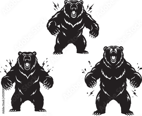 Angry Bear Silhouette Vector Illustration