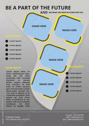 Modern Brochure Template Design with Placeholders for Images and Text.  