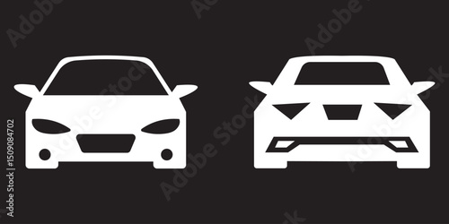 Car icon set in linear style. Transport symbol. Vector illustration.