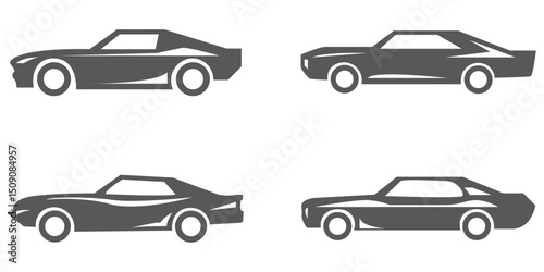car silhouettes set - vector. Line  icons about car dealership. Line icon on transparent background with editable stroke.