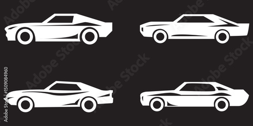 car silhouettes set - vector. Line  icons about car dealership. Line icon on transparent background with editable stroke.