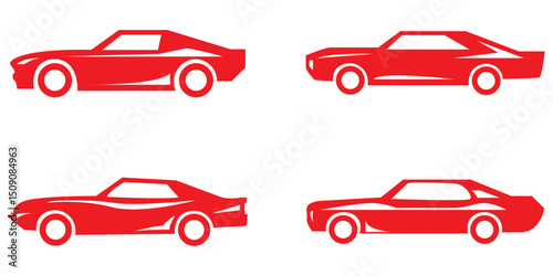 car silhouettes set - vector. Line  icons about car dealership. Line icon on transparent background with editable stroke.