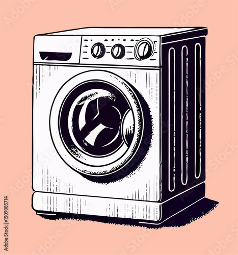 Vintage Style Washing Machine Illustration