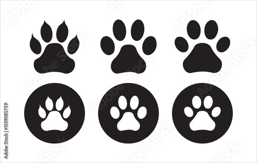Paw print icon. Pet animal health care insurance symbol. Dog or cat footprint mark vector.  Cat or dog paw icon. Victor illustration eps 10
