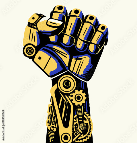 Powerful Robotic Arm Fist - Mechanical Hand Illustration