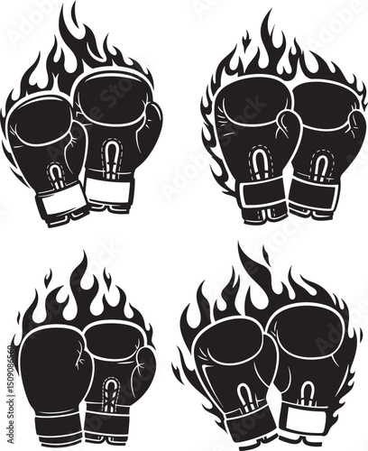 Boxing Glove Logo Silhouette Vector Illustration